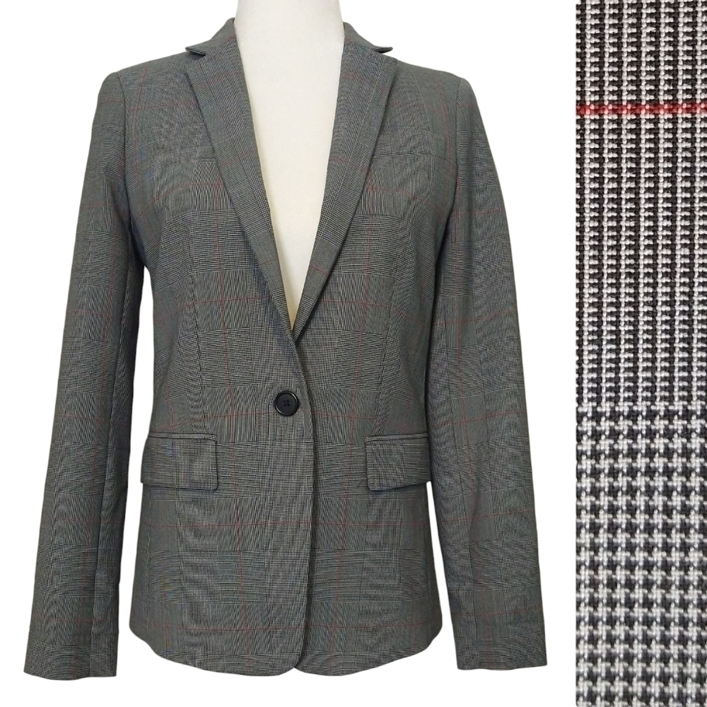 J. Crew Regent Wool Blend Gray Glen Plaid Blazer Mini-Houndstooth Preppy K3781